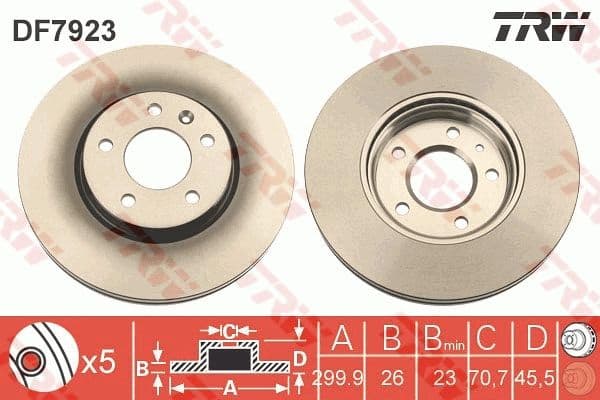 Brake discs kit front (2pcs), Top Quality DF7923 - image 2