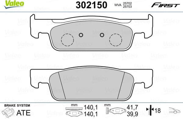 Brake Pad Set, disc brake ESSENTIAL 302150