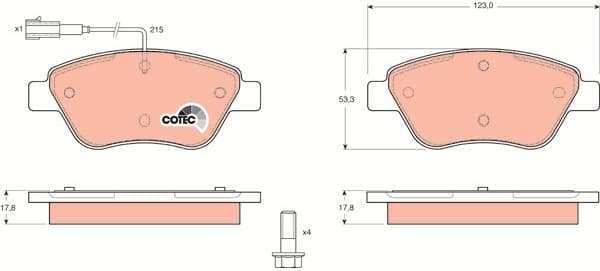 Brake Pad Set, disc brake COTEC GDB1482 - image 3