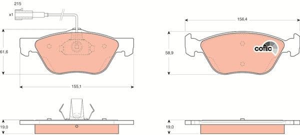 Brake Pad Set, disc brake COTEC GDB1445 - image 3