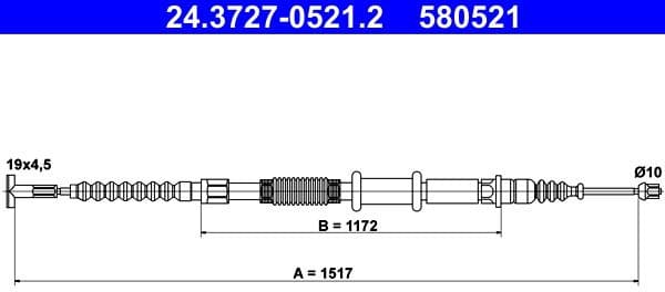 Cable Pull, parking brake 24.3727-0521.2