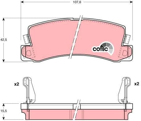 Brake Pad Set, disc brake COTEC GDB1168 - image 2
