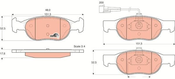 Brake Pad Set, disc brake COTEC GDB1291 - image 3