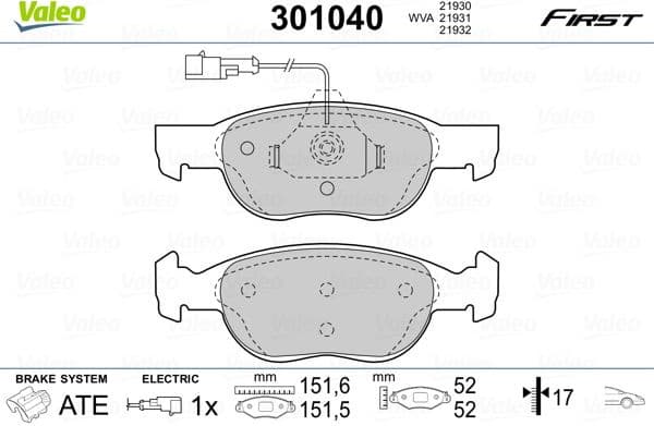 Brake Pad Set, disc brake ESSENTIAL 301040
