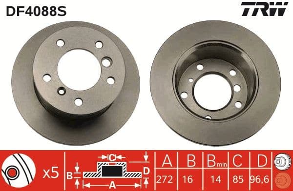 Brake Disc TRW SINGLE DF4088S - image 3