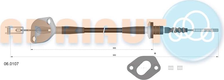 Cable Pull, clutch control 06.0107