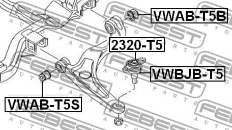 Mounting, control/trailing arm VWAB-T5S - image 2