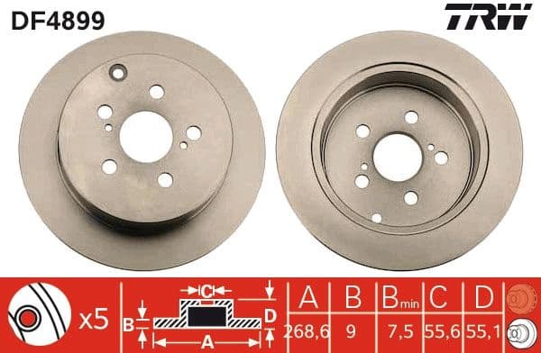 Brake discs kit rear, (2pcs), Top Quality DF4899