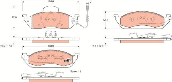 Brake Pad Set, disc brake COTEC GDB1378 - image 3