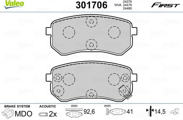 Brake Pad Set, disc brake ESSENTIAL 301706