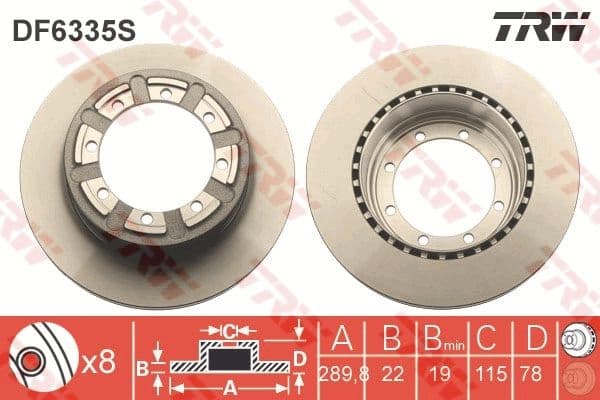 Brake Disc TRW SINGLE DF6335S - image 4