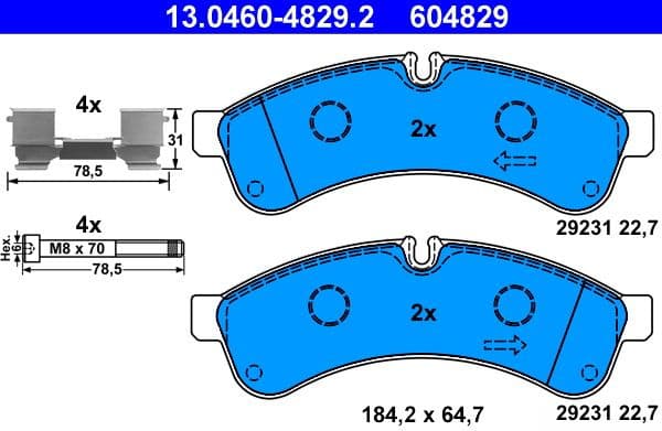 Brake Pad Set, disc brake 13.0460-4829.2
