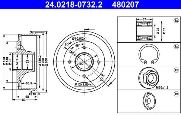 Brake Drum 24.0218-0732.2