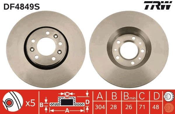 Brake disc, 1pcs FRONT, Top Quality DF4849S - image 2