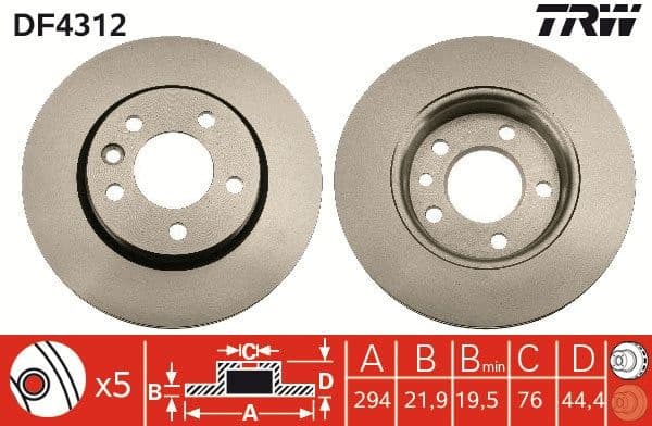 Brake discs kit rear, (2pcs), Top Quality DF4312