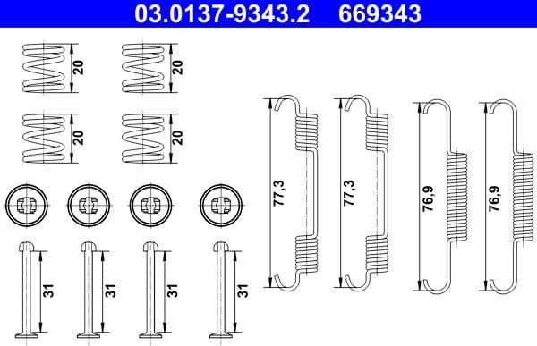 Accessory Kit, parking brake shoes 03.0137-9343.2
