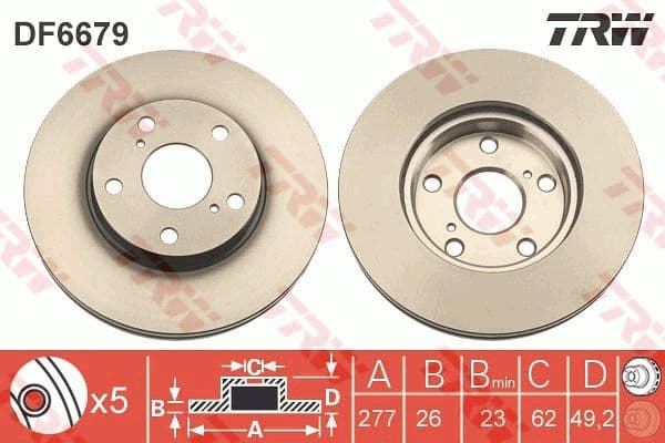 Brake discs kit front (2pcs), Top Quality DF6679 - image 3