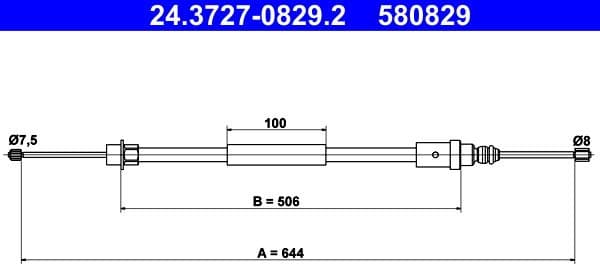 Cable Pull, parking brake 24.3727-0829.2
