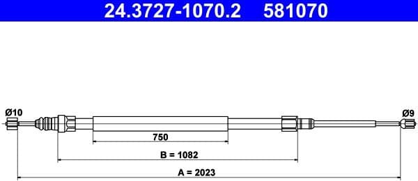 Cable Pull, parking brake 24.3727-1070.2