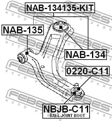 Mounting, control/trailing arm NAB-134135-KIT - image 2