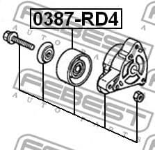 Tensioner Pulley, V-ribbed belt 0387-RD4 - image 2