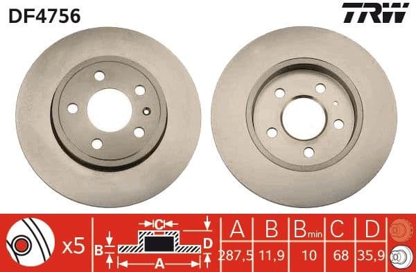 Brake discs kit rear, (2pcs), Top Quality DF4756 - image 2