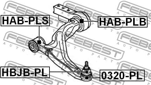 Mounting, control/trailing arm HAB-PLB - image 2