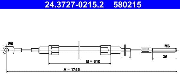 Cable Pull, parking brake 24.3727-0215.2