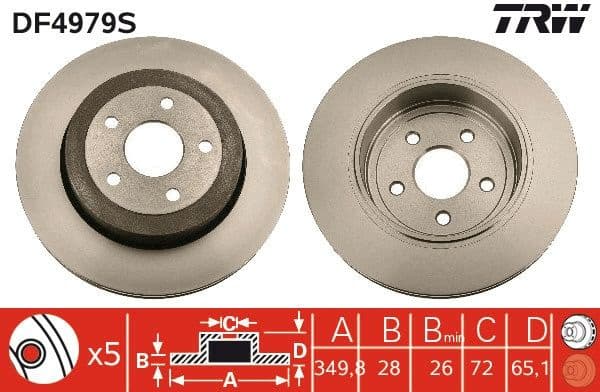 Brake Disc TRW SINGLE DF4979S - image 3