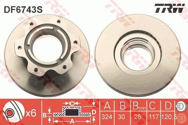 Brake Disc TRW SINGLE DF6743S - image 3