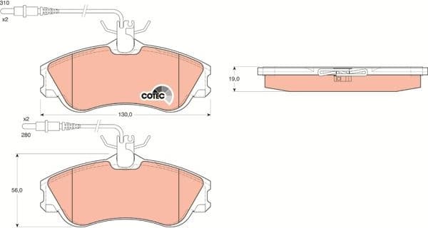 Brake Pad Set, disc brake COTEC GDB1260 - image 4