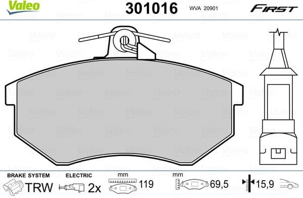 Brake Pad Set, disc brake ESSENTIAL 301016