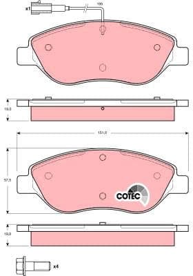 Brake Pad Set, disc brake COTEC GDB1484 - image 3