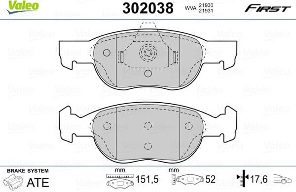 Brake Pad Set, disc brake ESSENTIAL 302038