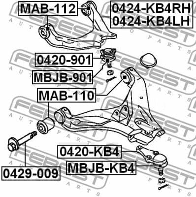 Control/Trailing Arm, wheel suspension 0424-KB4RH - image 2