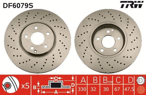 Brake Disc TRW SINGLE DF6079S - image 3