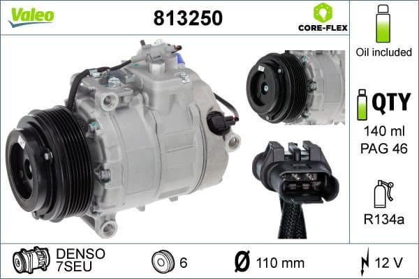 Compressor, air conditioning VALEO CORE-FLEX 813250
