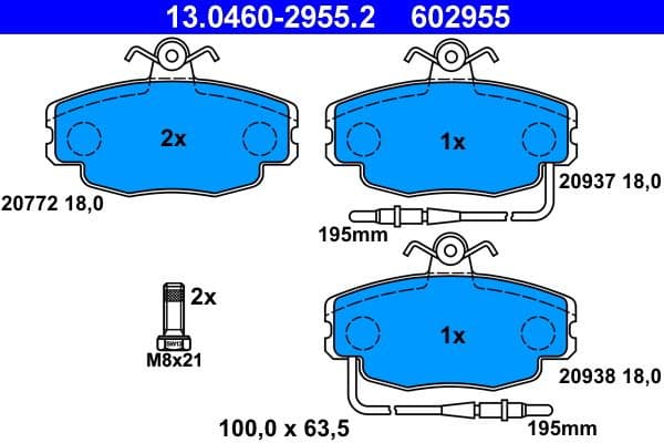 Brake Pad Set, disc brake 13.0460-2955.2