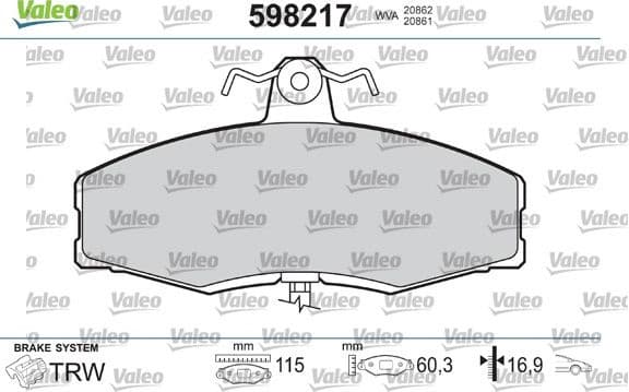 Brake Pad Set, disc brake 598217