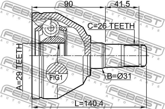 Joint Kit, drive shaft 2711-XC90WDLH