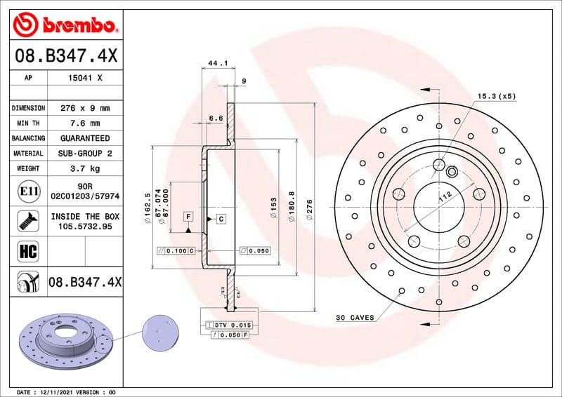 Brake Disc XTRA LINE - Xtra 08.B347.4X