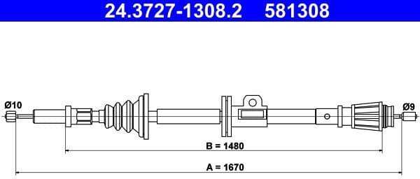 Cable Pull, parking brake 24.3727-1308.2