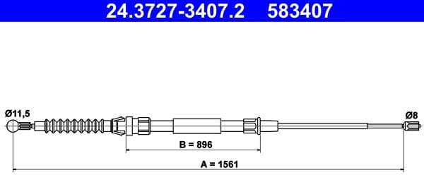 Cable Pull, parking brake 24.3727-3407.2
