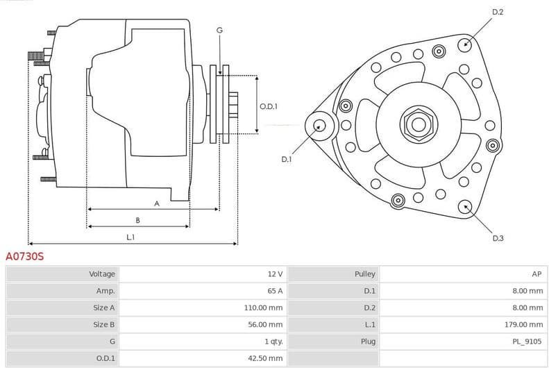Alternator AS A0730S - image 5