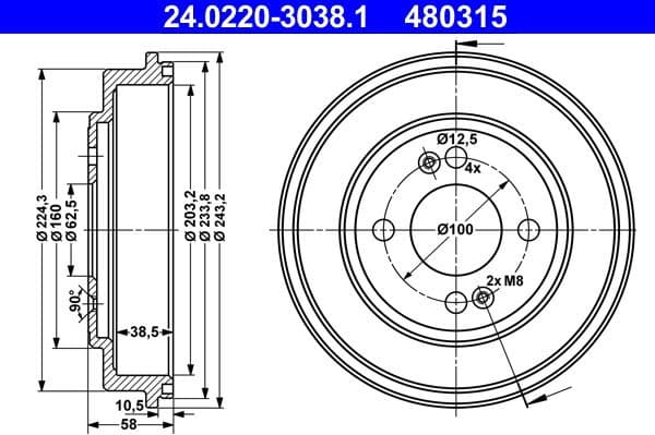 Brake Drum 24.0220-3038.1