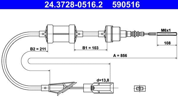 Cable Pull, clutch control 24.3728-0516.2