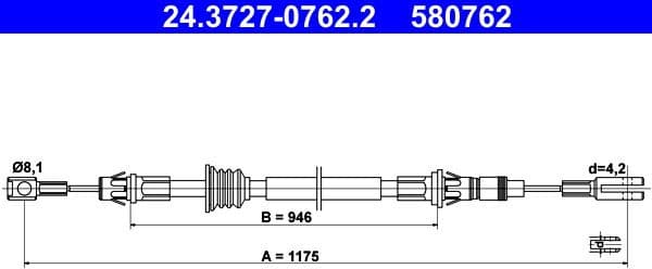 Cable Pull, parking brake 24.3727-0762.2