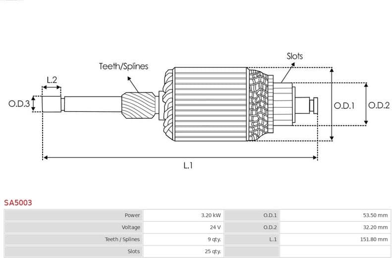 Armature, starter AS SA5003