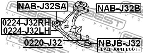 Mounting, control/trailing arm NAB-J32SA - image 2