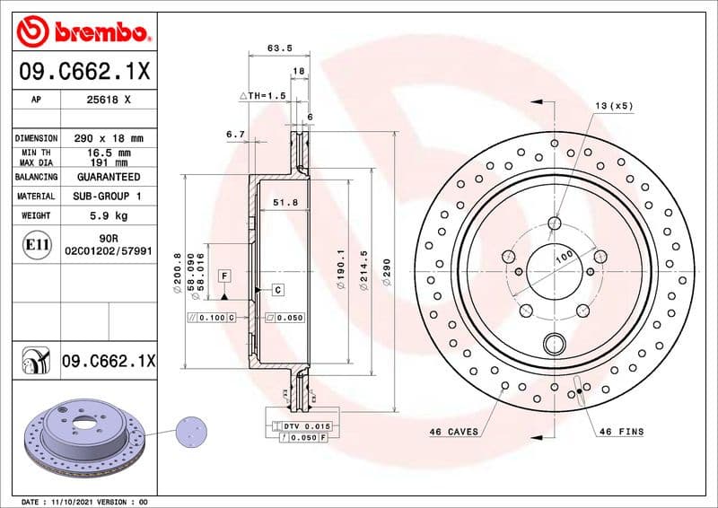 Brake Disc XTRA LINE - Xtra 09.C662.1X
